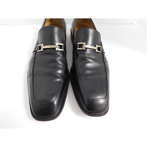 Salvatore Ferragamo Lavorazione Black Leather Nickel Bit Loafers Italy 42 D - Picture 4 of 7